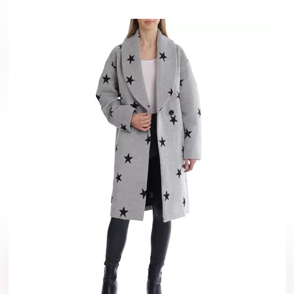 Avec Les Filles Shawl Collar Celestial Star Celestial Trench Coat Size Small